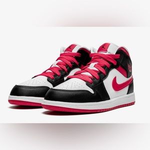 Nike Air Jordan 1 mid PS “White/Very Berry “ Kids Sneakers size 3Y